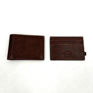 BOCONI Men's Brown Leather Garth Slimster Bifold Wallet And ID Card Holder